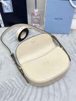 PRADA原單馬鞍包1BD365米白新月包雙肩帶簡約百搭風格