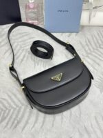 PRADA A貨馬鞍包1BD365黑色新月包雙肩帶百搭摩登設計