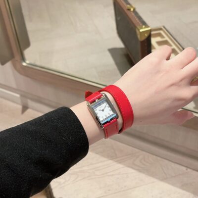 愛馬仕高仿Heure H經典女錶23mm H字鋼殼 美洲鱷魚皮帶知性優雅設計