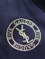 Saint Laurent原單RIVE GAUCHE刺繡牛皮購物袋黑色隨性氣質大容量設計感780096
