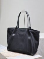 Saint Laurent原單RIVE GAUCHE刺繡牛皮購物袋黑色隨性氣質大容量設計感780096