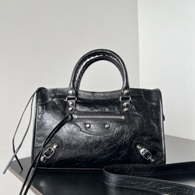 Balenciaga原單Le City黑色中號手袋 馬卡龍輕盈斜背包 春夏必備經典款