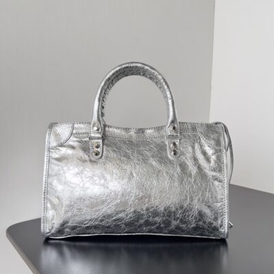 Balenciaga復刻版Le City銀色中號手袋 春夏馬卡龍輕盈斜背時尚百搭款