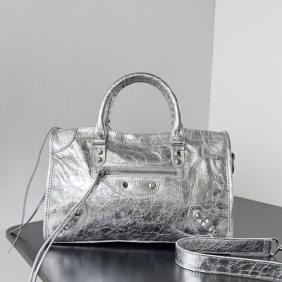 Balenciaga復刻版Le City銀色中號手袋 春夏馬卡龍輕盈斜背時尚百搭款