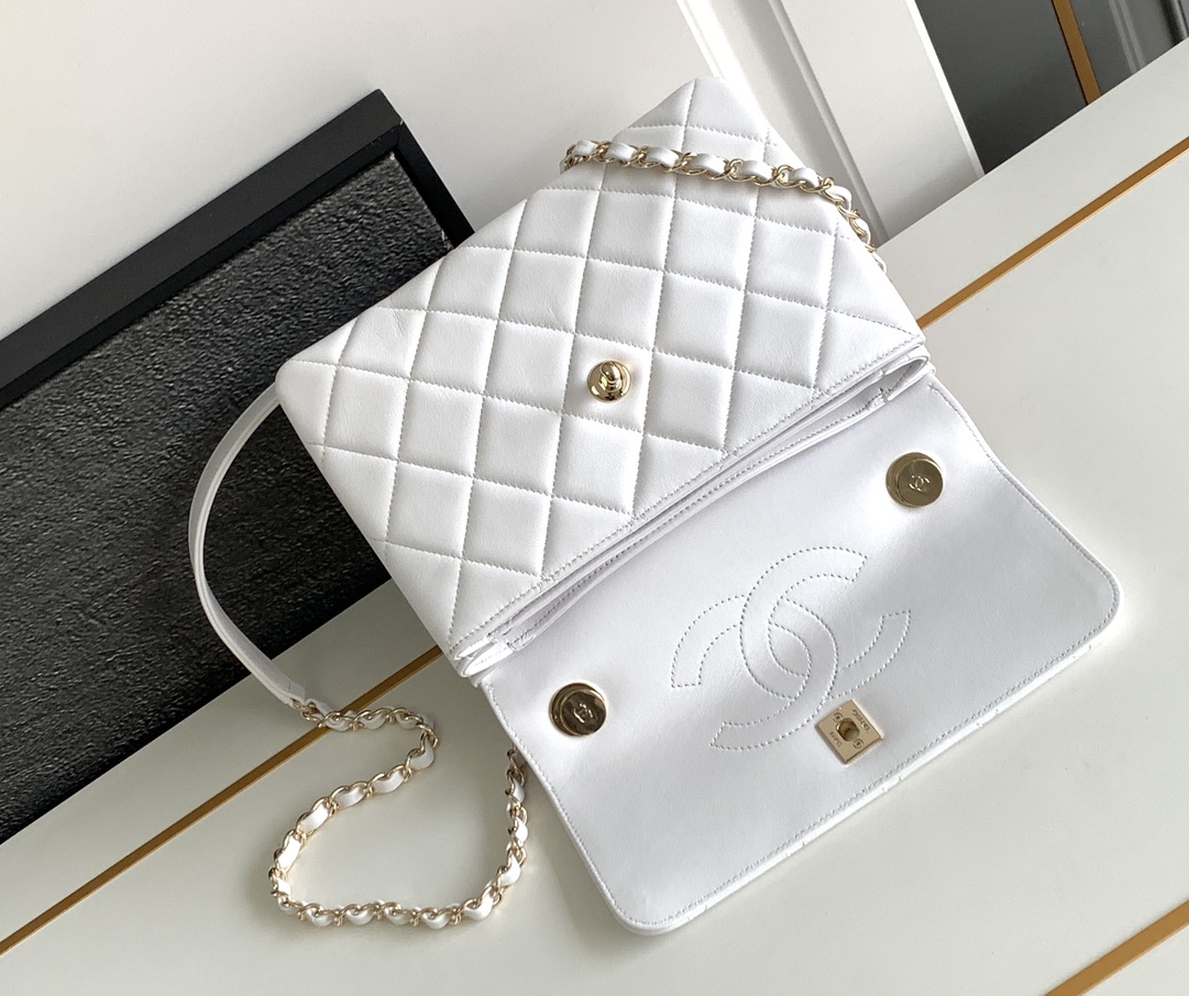 CHANEL復刻版Trendy CC滿鑽大號白色包優雅百搭女神首選鏈條可調高級質感