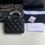 CHANEL A貨鏈條手柄卡包復古沙金菱格紋加厚容量復古風精品小包
