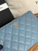 CHANEL復刻版藍色菱格手拿小包簡約質感Caviar皮輕奢隨行精品