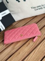 CHANEL頂級原單粉紅菱格手拿包甜美氣質拉鍊設計輕巧百搭
