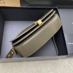 聖羅蘭復刻版Voltaire Box綠牙籤紋腋下包金扣優雅極簡潮流款787671