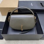 聖羅蘭復刻版Voltaire Box綠牙籤紋腋下包金扣優雅極簡潮流款787671