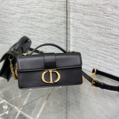 Dior 高仿 Miss Montaigne WOC 黑色迷你包一比一金扣設計簡約百搭實用款