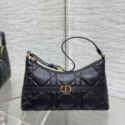 Dior精品仿製Miss Dior迷你水餃包黑色菱格小巧單肩包秋冬氣場感