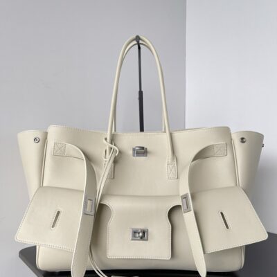 巴黎世家 Balenciaga 大號 米白色 Bel Air 手袋 精品仿製 小牛皮 Nappa 羊皮 翻蓋包