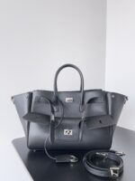 巴黎世家 Balenciaga 黑色銀扣小號 Bel Air 手袋 精品復刻 小牛皮Nappa 羊皮斜肩包