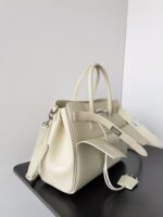Balenciaga 米白小號 Bel Air 手袋 精品仿製 羊皮質感 翻蓋鎖扣肩背包