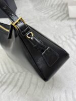PRADA原單1BC229黑色皺漆皮Aimee腋下包 小號Hobo肩背包