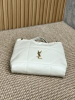 YSL一比一Jamie包白色羊皮新款大容量對格絎縫慵懶高級感通勤包