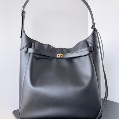 巴黎世家 黑色金扣 Bel Air Hobo 大號手袋 2024冬季新款 頂級原單