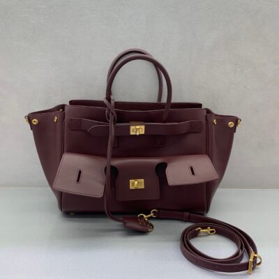 Balenciaga 枣紅色 Bel Air 小號手袋 一比一精品仿製 翻蓋設計 秋冬百搭必收