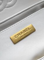 Chanel 精品仿製 白色金扣菱格翻蓋包 優雅手提鏈帶 時尚小香風百搭爆款