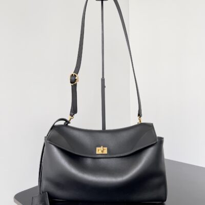 Balenciaga頂級原單Rodeo肩背包黑色金扣設計 可拆肩帶優雅轉換多種風格