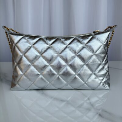 Chanel 原單 銀色AS5498 金扣經典手袋 華麗設計感 氣質女包推薦