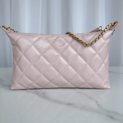 Chanel 復刻版 淺粉AS5498 經典金扣手袋 氣質柔美優雅百搭女包