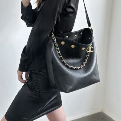 CHANEL 25P 金幣HOBO黑金款 精品仿製 現貨復古單肩斜背包