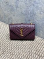 YSL高仿真皮球紋信封包新款絎縫紋理鏈條肩帶翻蓋設計時尚百搭女包392745