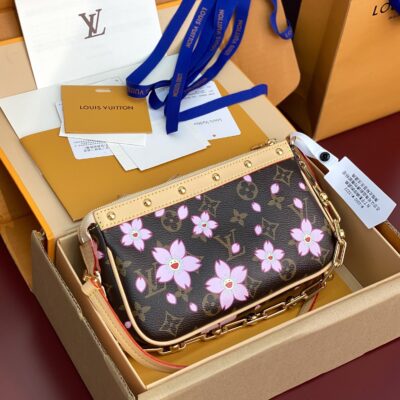 LV 村上隆櫻花 Pochette Accessoires M13668｜復刻限量手拿包 一比一原單