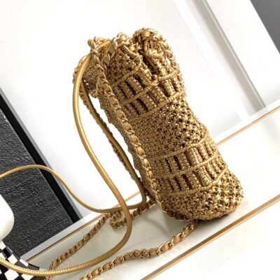 CHANEL高仿金色編織牛皮mini 22bag夏日百搭可調式背法多功能包款推薦