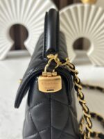 CHANEL黑金Kelly包 25P春夏新款中號手提斜背包 高質感A貨AS3344
