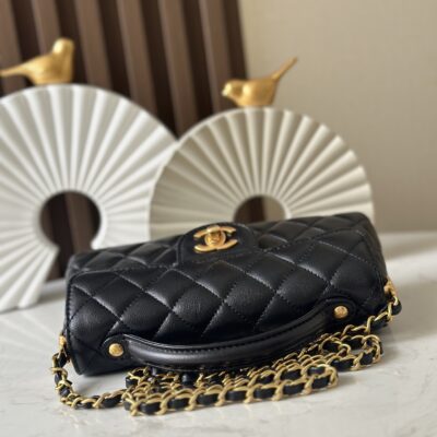 CHANEL黑金Kelly包 25P春夏新款中號手提斜背包 高質感A貨AS3344