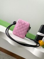 Chanel 精品仿製粉色康鵬黑熊貓 Mini 相機包 雙C logo超可愛AS6340