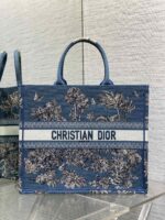 Dior 高仿 Book Tote 夏季椰樹刺繡藍底托特包一比一度假風超大容量