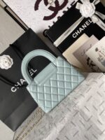 Chanel一比一淺藍手提包清新氣質鏈條菱格設計復古優雅小香23KAS4416