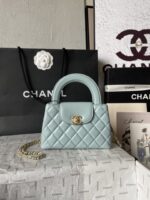 Chanel一比一淺藍手提包清新氣質鏈條菱格設計復古優雅小香23KAS4416