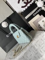 Chanel一比一淺藍手提包清新氣質鏈條菱格設計復古優雅小香23KAS4416