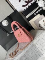 Chanel高仿粉紅手提包少女感爆棚鏈條設計復古優雅小香23K秋冬AS4416