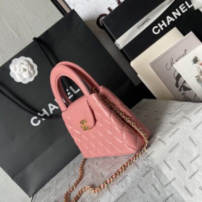 Chanel高仿粉紅手提包少女感爆棚鏈條設計復古優雅小香23K秋冬AS4416