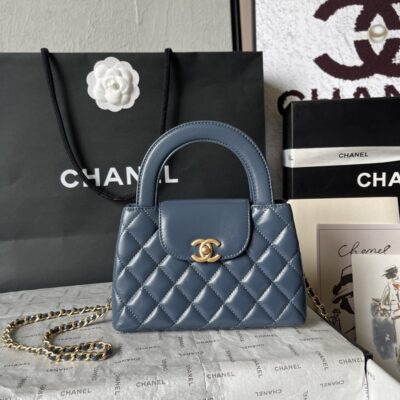 Chanel精品仿製紫藍手提包Kelly造型復古風格鏈條設計法式優雅AS4416