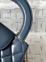 Chanel精品仿製紫藍手提包Kelly造型復古風格鏈條設計法式優雅AS4416