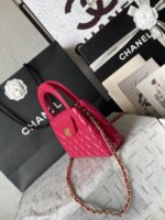 Chanel一比一紅色手提包菱格金釦氣場全開復古時髦小香風AS4416