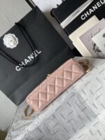 Chanel復刻版淺粉手提包金鏈菱格柔美典雅氣質法式復古風AS4416