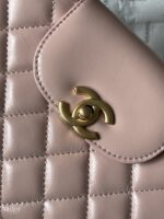 Chanel復刻版淺粉手提包金鏈菱格柔美典雅氣質法式復古風AS4416