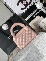 Chanel復刻版淺粉手提包金鏈菱格柔美典雅氣質法式復古風AS4416