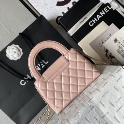 Chanel復刻版淺粉手提包金鏈菱格柔美典雅氣質法式復古風AS4416