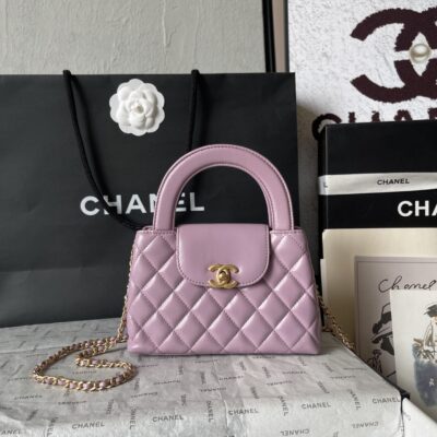 Chanel A貨手提包粉紫菱格鏈條設計少女感爆棚高質感小香風AS4416