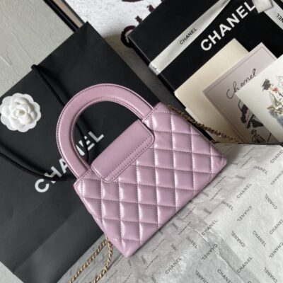 Chanel A貨手提包粉紫菱格鏈條設計少女感爆棚高質感小香風AS4416