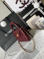 Chanel一比一凱莉包棗紅色復古優雅秋冬爆款設計法式時尚風格AS4416